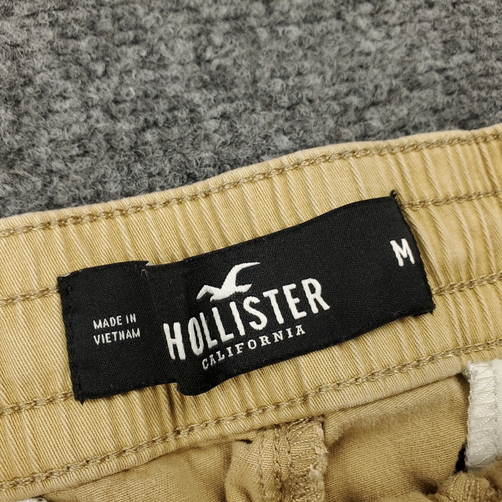 Hollister Skinny Jogger Pants Mens Medium Advanced Stretch Khaki Beige Cuffed - Picture 3 of 8